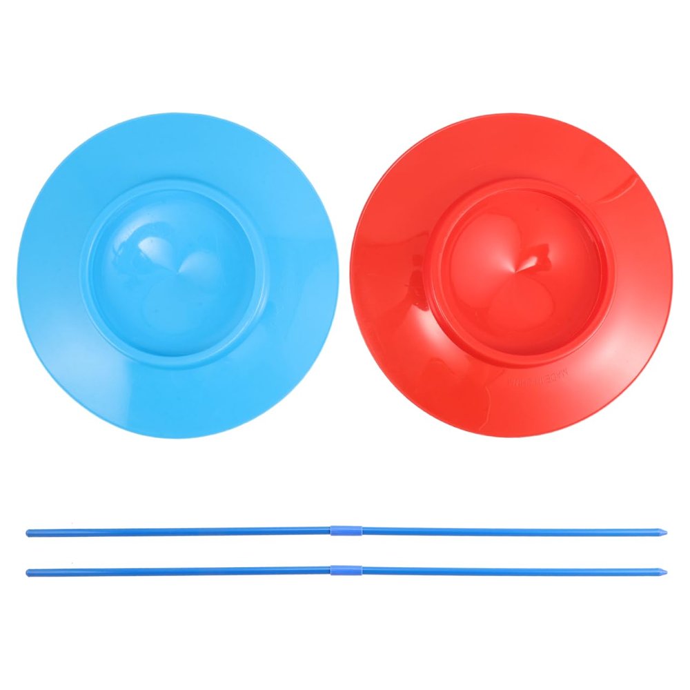 BESTonZON Juggling Plates with Sticks 10-Inch Soft Spinning Circus Toys for Kids and Adults Performance Hobby Game