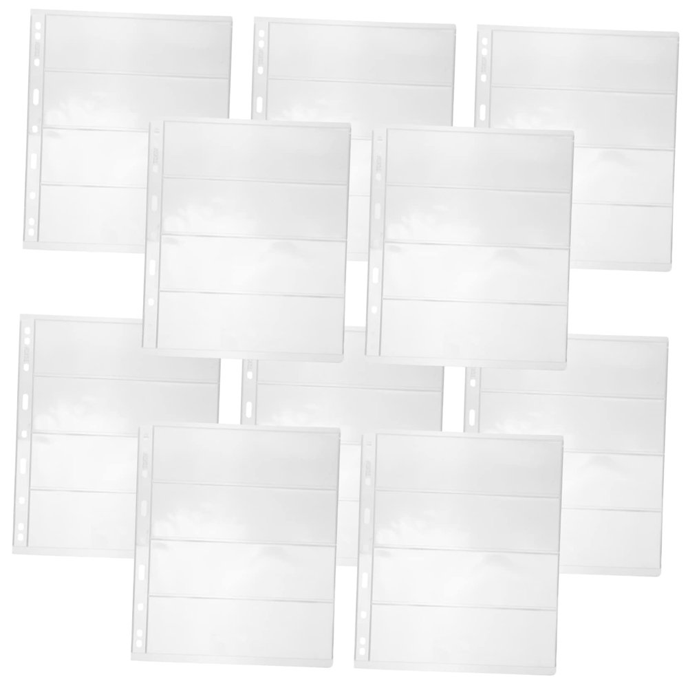 Gatuida 20sheets Stamp Storage Pages Transparent Album Pages for Collectibles for Stamps Currency Compatible with Standard Binders
