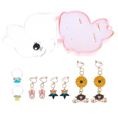 BRIGHTFUFU 1Set Clip Earrings Ring Set Adorable Non Piercing Jewelry for Dress Up Birthdays and Special Occasions Comfortable Fit for Little Princesses