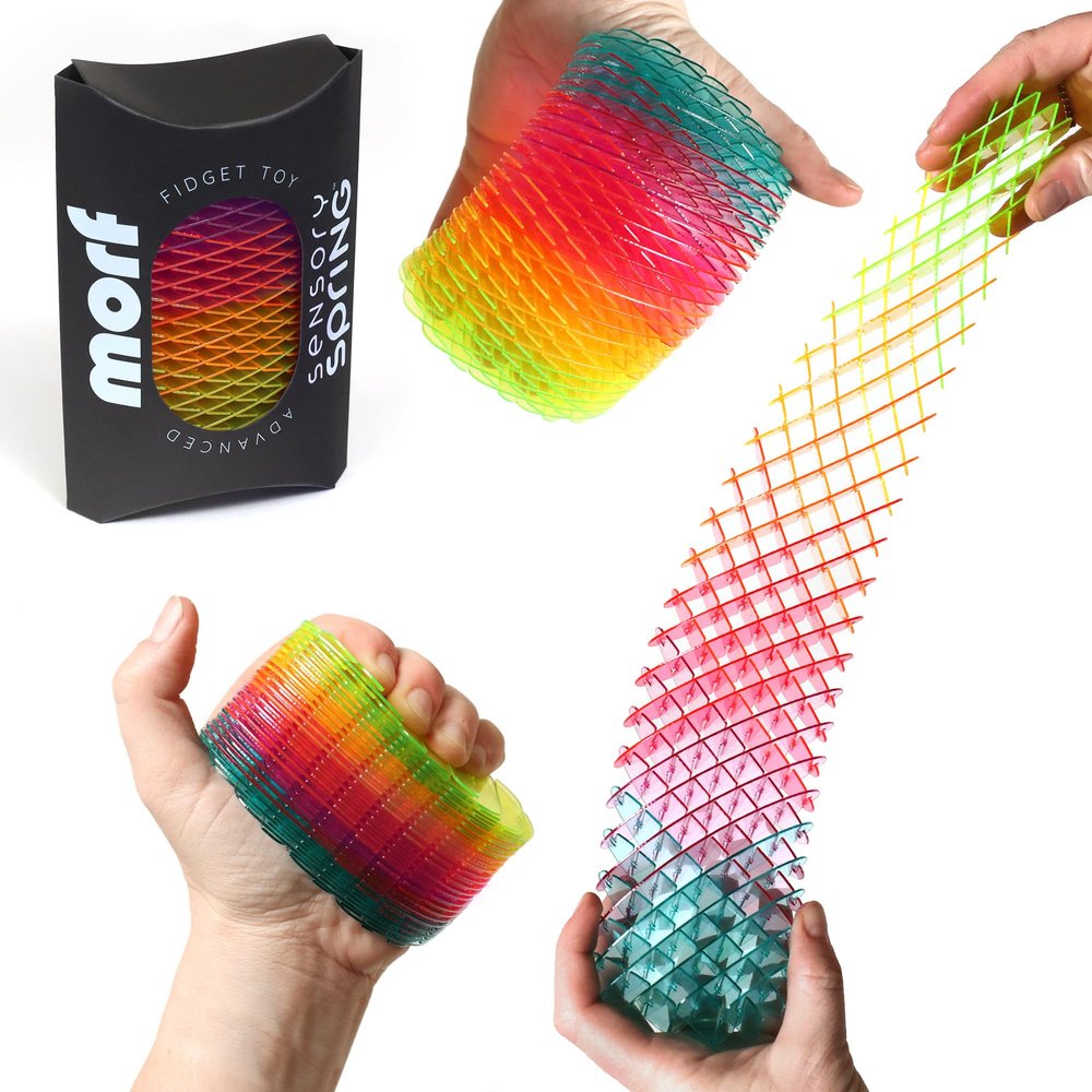 Morf Fidget Sensory Spring Berry 3D Slug Spring Toy for Kids, Teens, and Adults - Stretchy, Quiet, Stress and Anxiety Relief, Focus - for Play, School, Work Gifts, Great for Classroom, Office