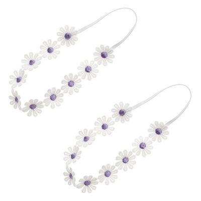 URIMPAVIDO 2PCS Baby Girl Lace Flower Headband Soft Elastic Hair Bands Cute Floral Headpiece for Baby photography (Purple, 14.96 Inch)