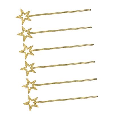 KOMBIUDA 6pcs Star Shaped Fairy Wands Lightweight Cosplay Props for Parties Dress up and Stage Gold Hollow Design for Boys and Girls Events and Photography
