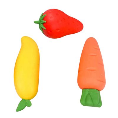 Abaodam 3pcs Kawaii Fruit Erasers Multi-Function Creative Art Erasers for Boys and Girls Safe Materials for School Supplies and Drawing Activities Includes Strawberry Mango and Carrot
