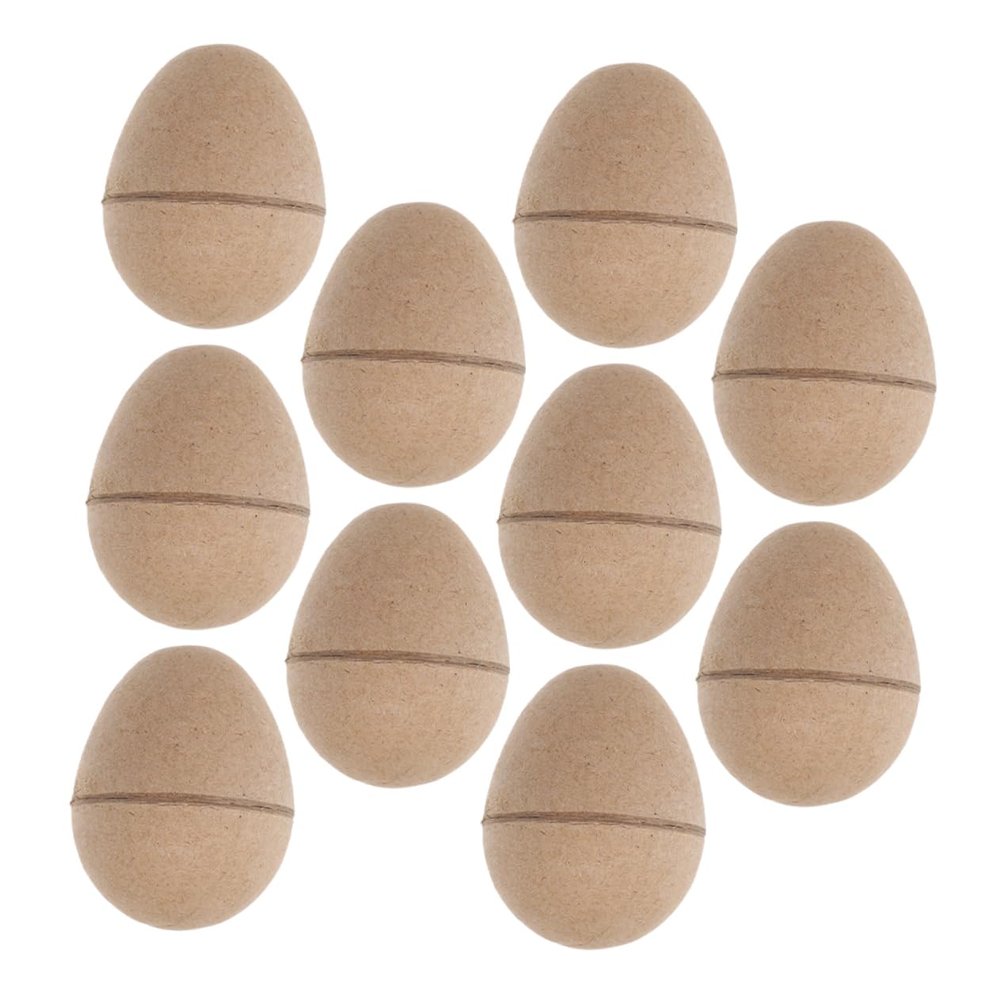Beatifufu 10pcs Unpainted Paper Easter Eggs for Decorate Paintable Craft Ornaments DIY Egg Graffiti Blank Easter Craft Paper