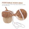 Didiseaon Rattan Handbags for Boys and Girls: Acorn Shape Purse Rattan Pouch Odorless Multi-functional Photo Prop Bag view 3