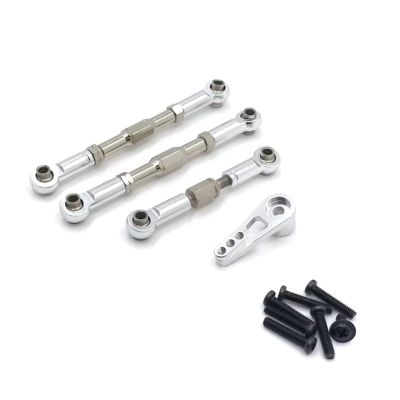 MIXVZARF RC Upgrade Accessories for WLtoys 104009 12401 12402 12403 12404 12409 Metal Refit Steering Link 25T Servo Arm RC Car Upgrade Parts(Silver)