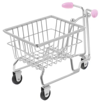 PRETYZOOM Cute Miniature Shopping Cart Makeup Sponge Holder Stylish Metal Powder Puff Rack for Beauty Accessories for Home Office Cafe Decor Random Handle Color Compact Easy to Clean