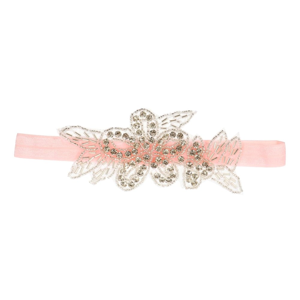 Ipetboom Rhinestone Baby Floral Headband for Girls Flower Design Toddler Hairband Accessories for Special Occasions and Everyday Wear