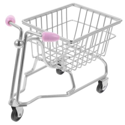 FUNNETOYU Miniature Shopping Cart Makeup Sponge Holder Random Handle Color Small Supermarket Cart for Makeup Supplies Decorative Storage Basket