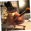 Toddmomy Mini Shopping Cart Trolley Storage Gadget Shopping Cart for Mini Two-Tier Shopping Cart Golden view 2