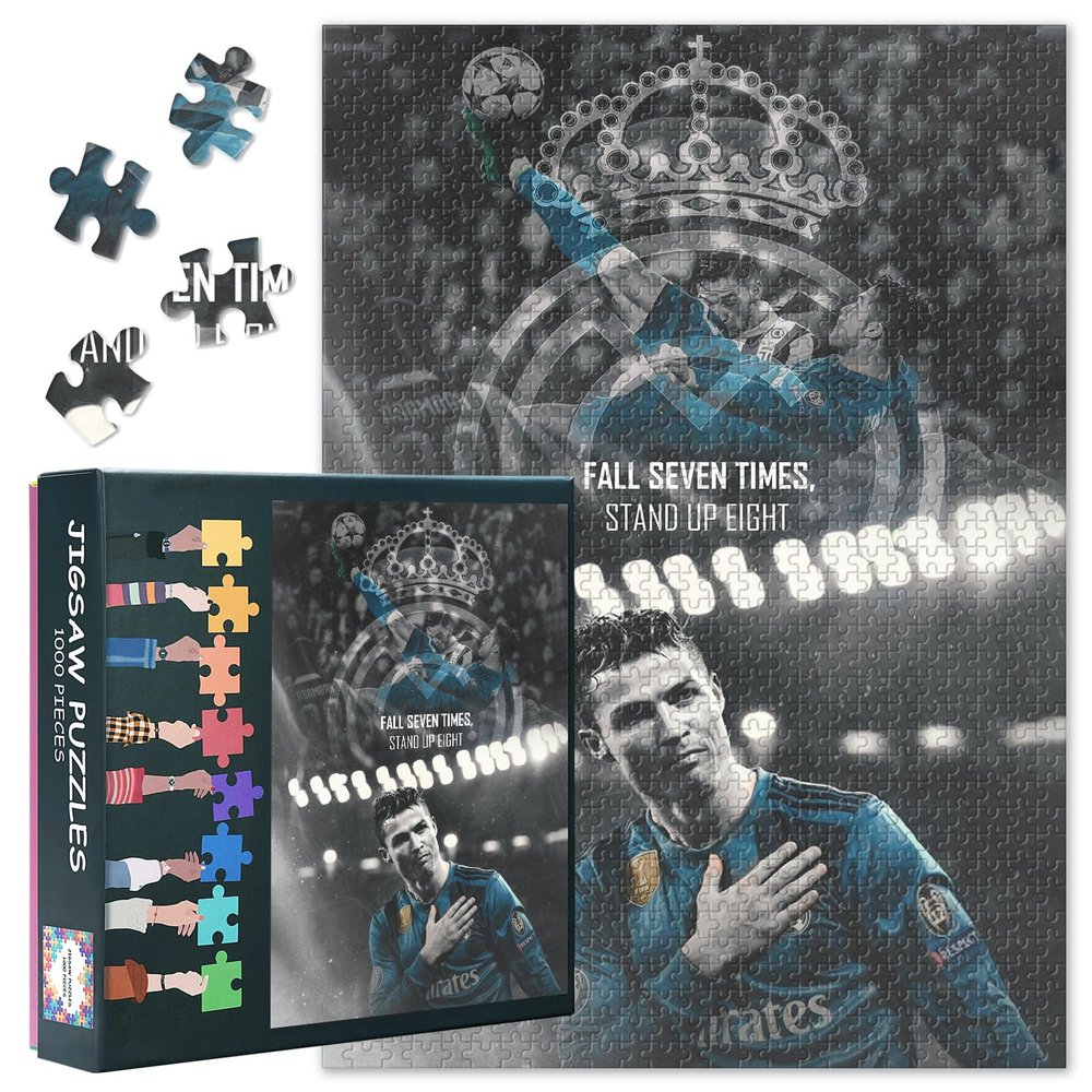 1000 Piece Cristiano Ronaldo Jigsaw Puzzle Dynamic Football Action Shot, Premium Paper Sports Memorabilia Collectible for Adults & Soccer Fans, Challenging Soccer Player Artwork, 27.5x19.7 Inch