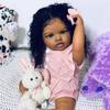 24 Inches Cute Realistic Reborn Toddler Doll Black Girl Newborn Lifelike Baby Dolls with Soft Body and Clothes Great Girls Toy Accessories for Kids 3+ & Adult Collectors view 2