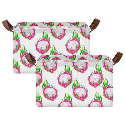 xigua Watercolor Dragon Fruit Storage Basket with Handles, Waterproof Rectangular Book Gift Organizer for Home Decor
