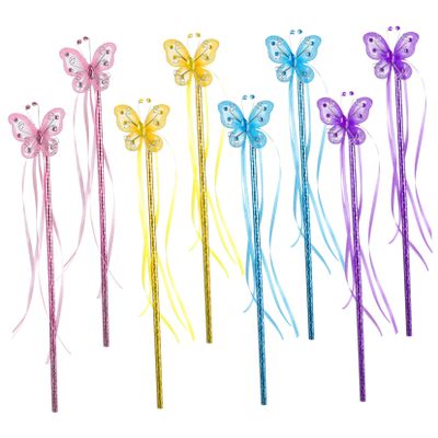 DECHOUS 8pcs Butterfly Fairy Wand Party Favors for Dress-up Birthdays and Performances Safe Lightweight Gold and Purple