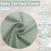 2 Pcs Baby Car Seat Cover, Breathable Muslin Cotton, Infant Windproof Canopy, Soft Baby Nursing Cover, Universal Fit Stroller Covers for Stroller Outdoor Boys & Girls, Must Have Baby Gift- Roman Green view 3