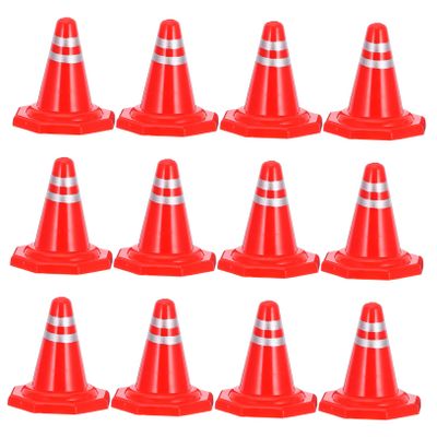 BESPORTBLE 12Pcs Roadblock Sign Traffic Cones for Simulation Play for Sand Table Creative Scenarios Weather Resistant Traffic Models