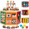 WOODMAM Wooden Activity Cube & Wall Panel Set, Montessori Toys for Toddlers Learning view 2