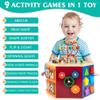 WOODMAM Montessori Wooden Activity Cube & Chick Wall Panel Set - 20 Learning Games for Toddlers view 3