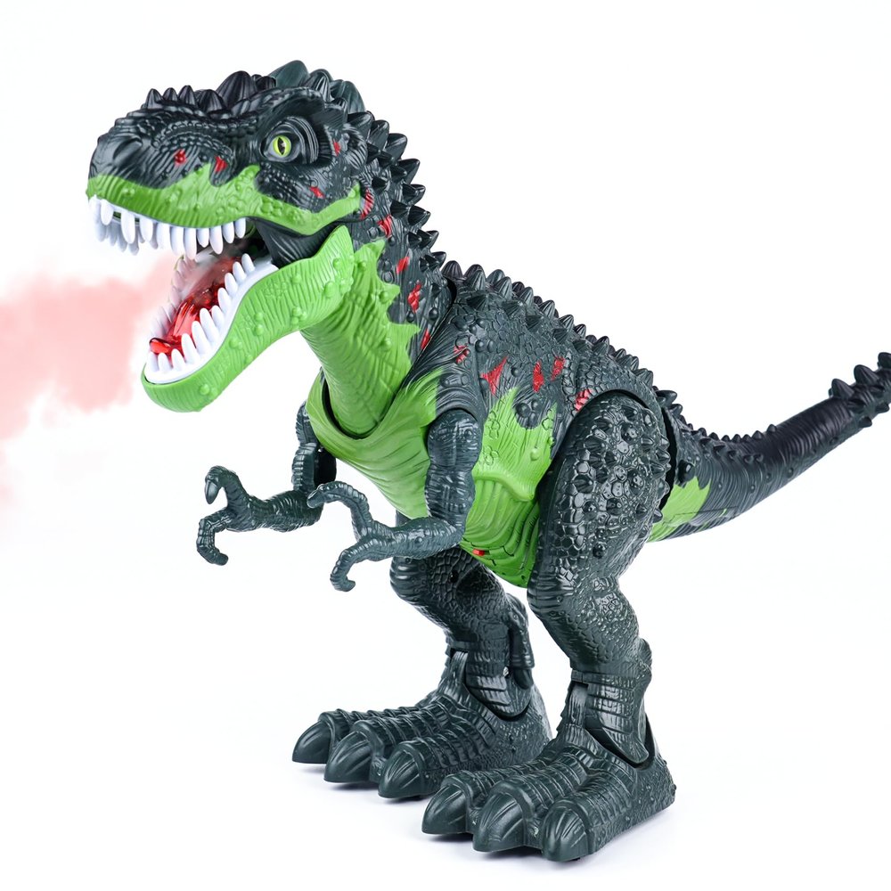 AHCo. Big Walking T-Rex Dinosaur Toy Plus for Kids  Realistic Tyrannosaurus Toys with 3D Eyes, Mist Spray, Lights and Roar Sound  Gift for Toddlers Ages 3+ Years