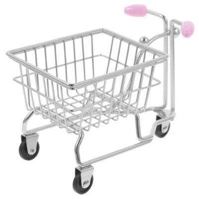 VALICLUD Mini Shopping Cart Makeup Sponge Holder Cute Metal Sponge Drying Rack for Makeup Artists Random Handle Color for Vanity or Decor
