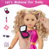 18 Inch Girl Doll Clothes and Makeup Accessories Playset, Included 2 Sets Doll Clothes, Gauze Skirt, Sunglasses, Belt, Stickers, Hair Clips, Bracelets, Eyeshadow, Lipstick, Blush (No Dolls and Shoes) view 4