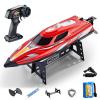 jaming 2.4Ghz RC Boat,25KPH Fast Speed RC Boat,14 inch Remote Control Boats for Kids and Adults, Waterproof Toy Boats for Lakes & Pools Gifts for Kids Boys (Red) view 1