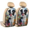 Border Collie Dog Car Seat Back Kick Protectors,2 Pack Kick Mats with Storage Pockets for Vehicles to Protect from Dirt Mud Scratches view 1