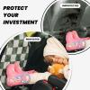 Green And White Checkered Car Seat Back Kick Protectors,2 Pack Kick Mats With Storage Pockets For Vehicles To Protect From Dirt Mud Scratches view 4