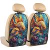 Fish Car Seat Back Kick Protectors,2 Pack Kick Mats with Storage Pockets for Vehicles to Protect from Dirt Mud Scratches view 1