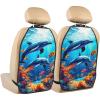 Two Dolphins Swimming Car Seat Back Kick Protectors,2 Pack Kick Mats With Storage Pockets For Vehicles To Protect From Dirt Mud Scratches view 1