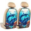 Dolphins Swimming Car Seat Back Kick Protectors,2 Pack Kick Mats With Storage Pockets For Vehicles To Protect From Dirt Mud Scratches view 1