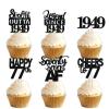 18pcs Black Glitter Dessert Cupcake Pick for Straight Outta 1949 Legend Since 1949 Theme Decor Supplies Men Happy 77th Birthday Party Decoration view 1