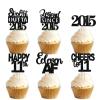 18pcs Black Glitter Dessert Cupcake Pick for Straight Outta 2015 Legend Since 2015 Theme Decor Supplies Boys Happy 11th Birthday Party Decoration view 1