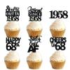 18pcs Black Glitter Dessert Cupcake Pick for Straight Outta 1958 Legend Since 1958 Theme Decor Supplies Men Happy 68th Birthday Party Decoration view 1