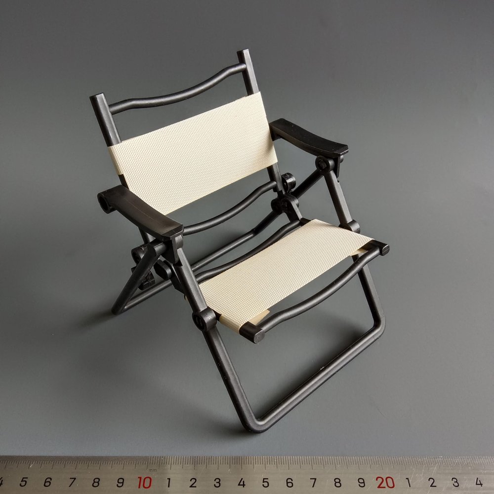 1/6 Scale Deck-Chair Folding Stool, Picnic Chair Miniature Dollhouse Scene Decoration Furniture Accessory, Miniature Recliner Model Toy Furnishing