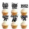 18pcs Black Glitter Dessert Cupcake Pick for Straight Outta 1952 Legend Since 1952 Theme Decor Supplies Men Happy 74th Birthday Party Decoration view 1