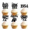 18pcs Black Glitter Dessert Cupcake Pick for Straight Outta 1954 Legend Since 1954 Theme Decor Supplies Men Happy 72nd Birthday Party Decoration view 1