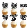 18pcs Black Glitter Dessert Cupcake Pick for Straight Outta 1935 Legend Since 1935 Theme Decor Supplies Men Happy 91st Birthday Party Decoration view 1