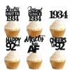 18pcs Black Glitter Dessert Cupcake Pick for Straight Outta 1934 Legend Since 1934 Theme Decor Supplies Men Happy 92nd Birthday Party Decoration view 1