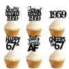 18pcs Black Glitter Dessert Cupcake Pick for Straight Outta 1959 Legend Since 1959 Theme Decor Supplies Men Happy 67th Birthday Party Decoration view 1