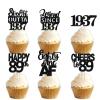 18pcs Black Glitter Dessert Cupcake Pick for Straight Outta 1937 Legend Since 1937 Theme Decor Supplies Men Happy 89th Birthday Party Decoration view 1
