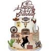 16 Pcs Cowboy Cake Toppers Glitter Cowboy Hat Cake Decorations Western Theme Happy Birthday Party Decoration for Boys Girls , Cowboy Birthday Sign Birthday Decor Party Decor Party Supplies view 1