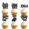 18pcs Black Glitter Dessert Cupcake Pick for Straight Outta 1964 Legend Since 1964 Theme Decor Supplies Men Happy 62nd Birthday Party Decoration view 1