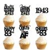 18pcs Black Glitter Dessert Cupcake Pick for Straight Outta 1943 Legend Since 1943 Theme Decor Supplies Men Happy 83rd Birthday Party Decoration view 1