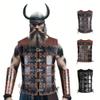 Medieval Steampunk Armor Vest, PU Leather with Brass Buckles and Rivets, Gothic Cosplay Costume, Brown and Black (Flaxen Brown) view 2