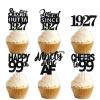18pcs Black Glitter Dessert Cupcake Pick for Straight Outta 1927 Legend Since 1927 Theme Decor Supplies Men Happy 99th Birthday Party Decoration view 1