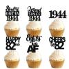 18pcs Black Glitter Dessert Cupcake Pick for Straight Outta 1944 Legend Since 1944 Theme Decor Supplies Men Happy 82nd Birthday Party Decoration view 1