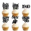 18pcs Black Glitter Dessert Cupcake Pick for Straight Outta 1940 Legend Since 1940 Theme Decor Supplies Men Happy 86th Birthday Party Decoration view 1