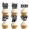 18pcs Black Glitter Dessert Cupcake Pick for Straight Outta 1939 Legend Since 1939 Theme Decor Supplies Men Happy 87th Birthday Party Decoration view 1