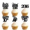 18pcs Black Glitter Dessert Cupcake Pick for Straight Outta 2016 Legend Since 2016 Theme Decor Supplies Men Happy 10th Birthday Party Decoration view 1
